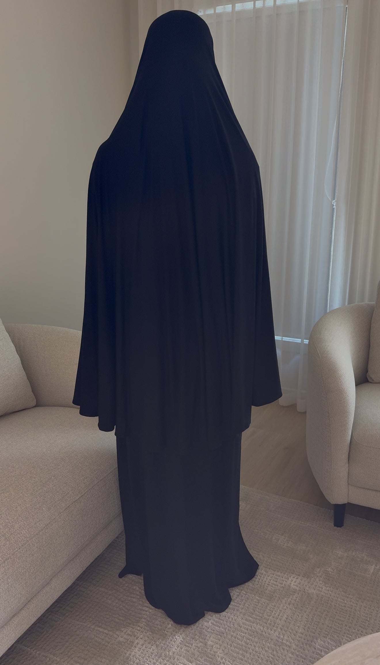 Bamboo Jersey Abaya & Jilbab Set - Black