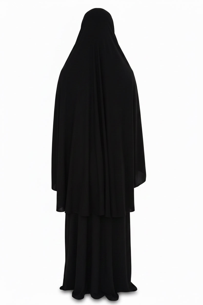 Bamboo Jersey Abaya & Jilbab Set - Black