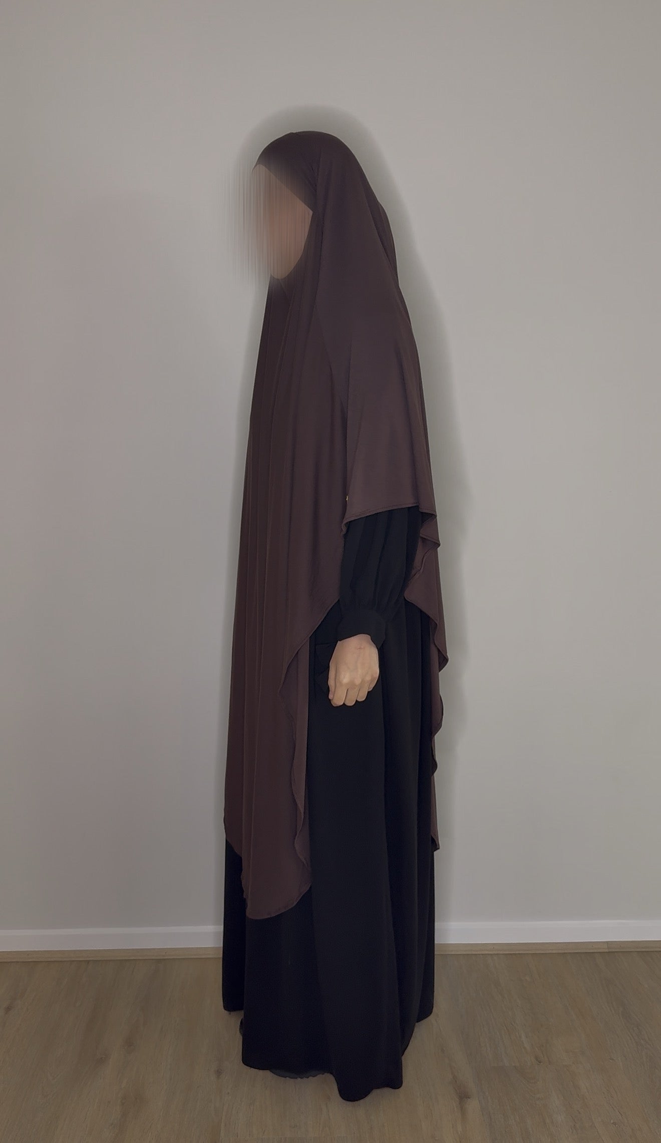 Maxi Bamboo Jersey Khimar - Espresso