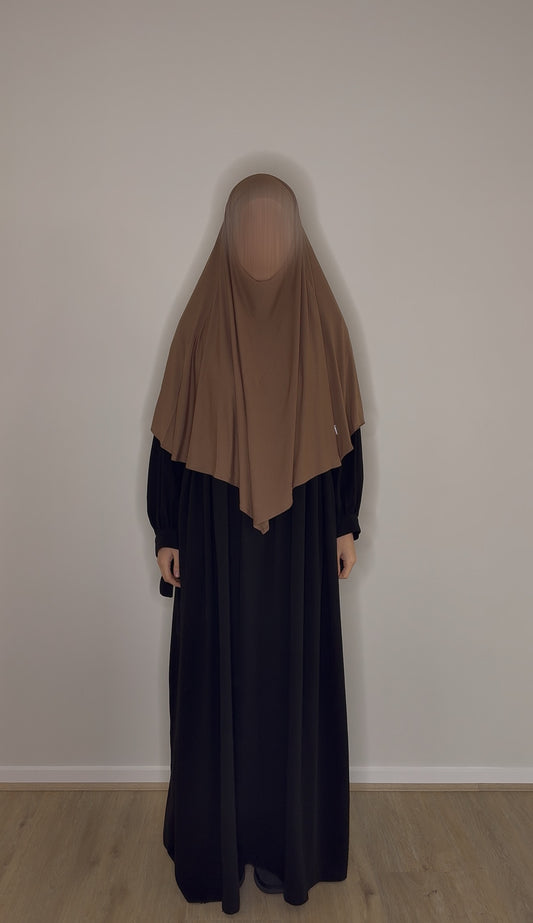 Short Bamboo Jersey Khimar - Light Brown