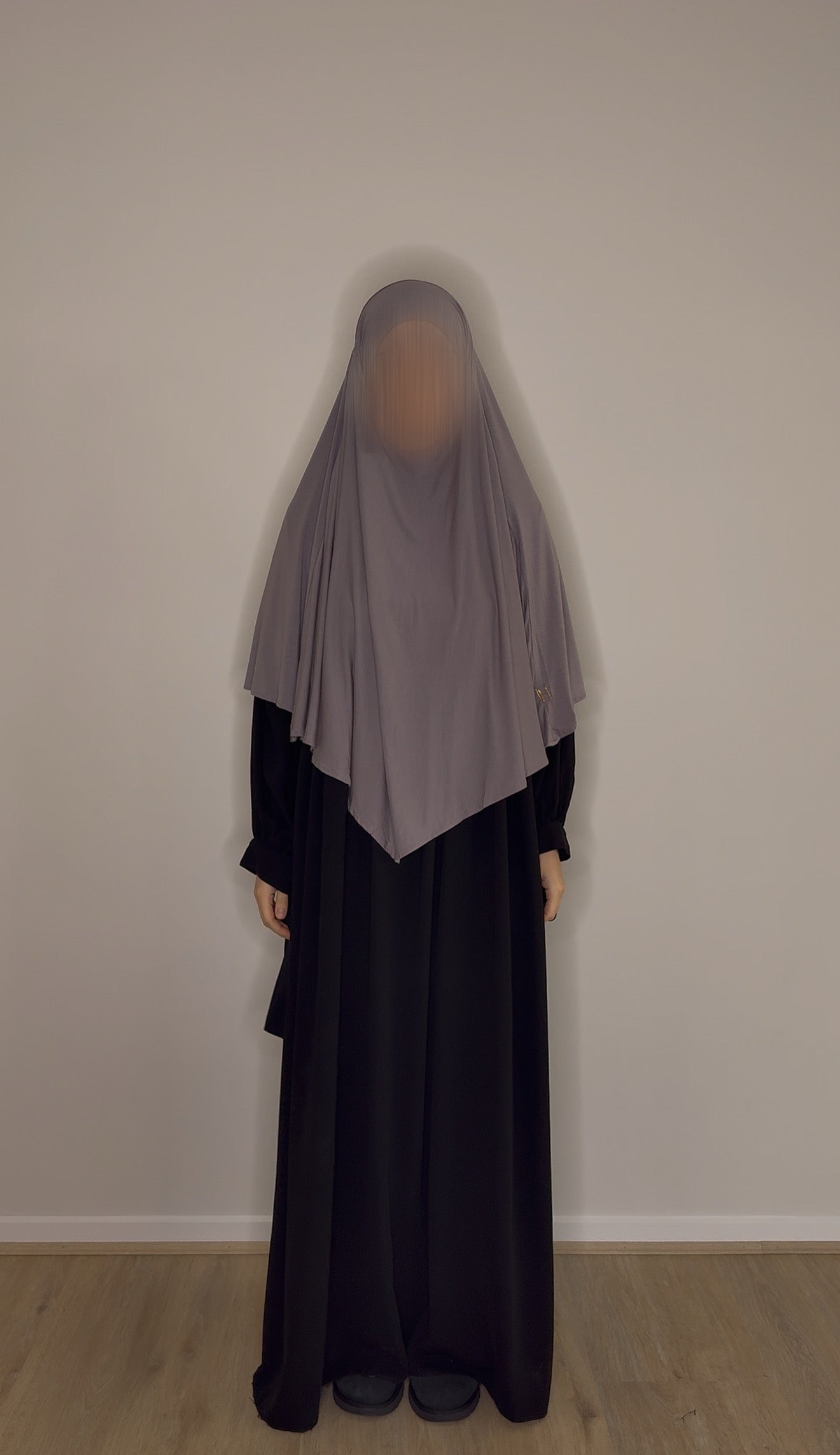 Short Bamboo Jersey Khimar - Light Grey