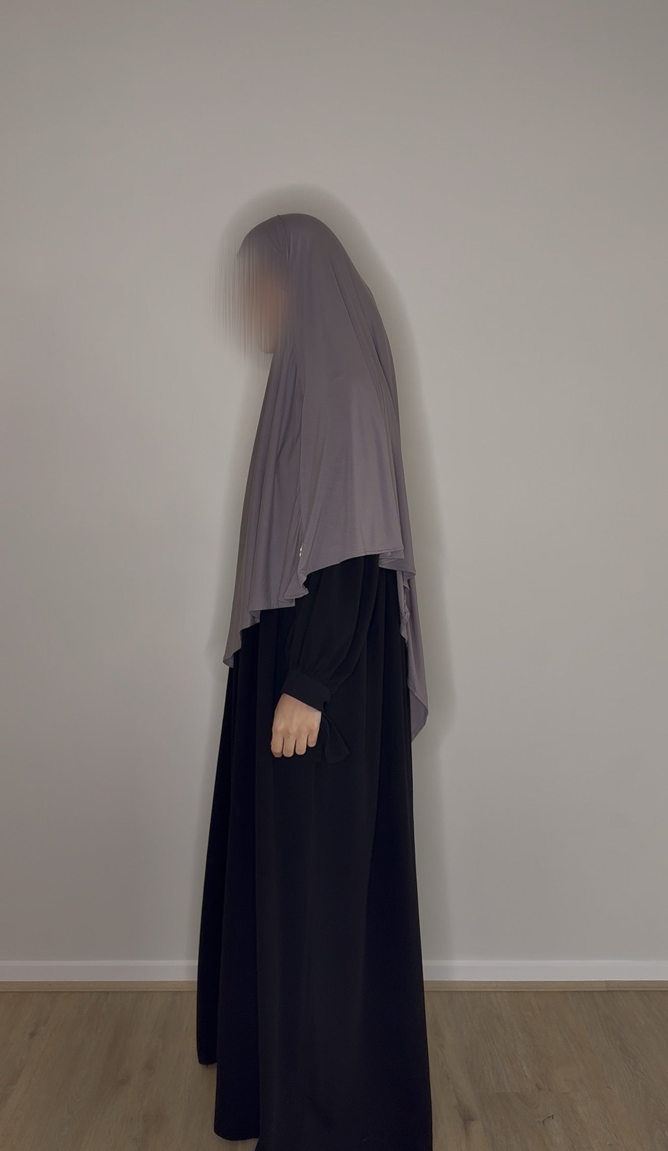 Short Bamboo Jersey Khimar - Light Grey