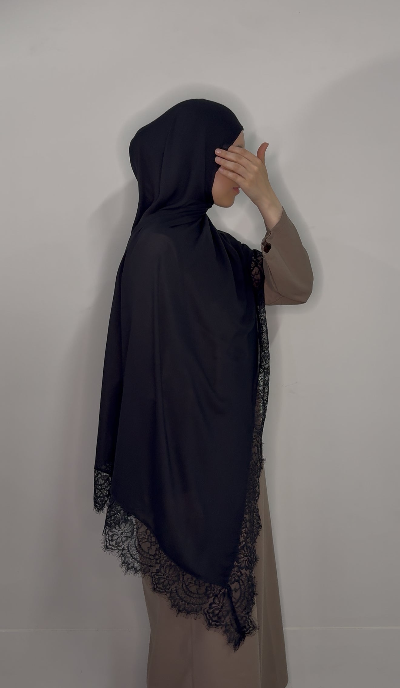Black Lace Modal Hijab
