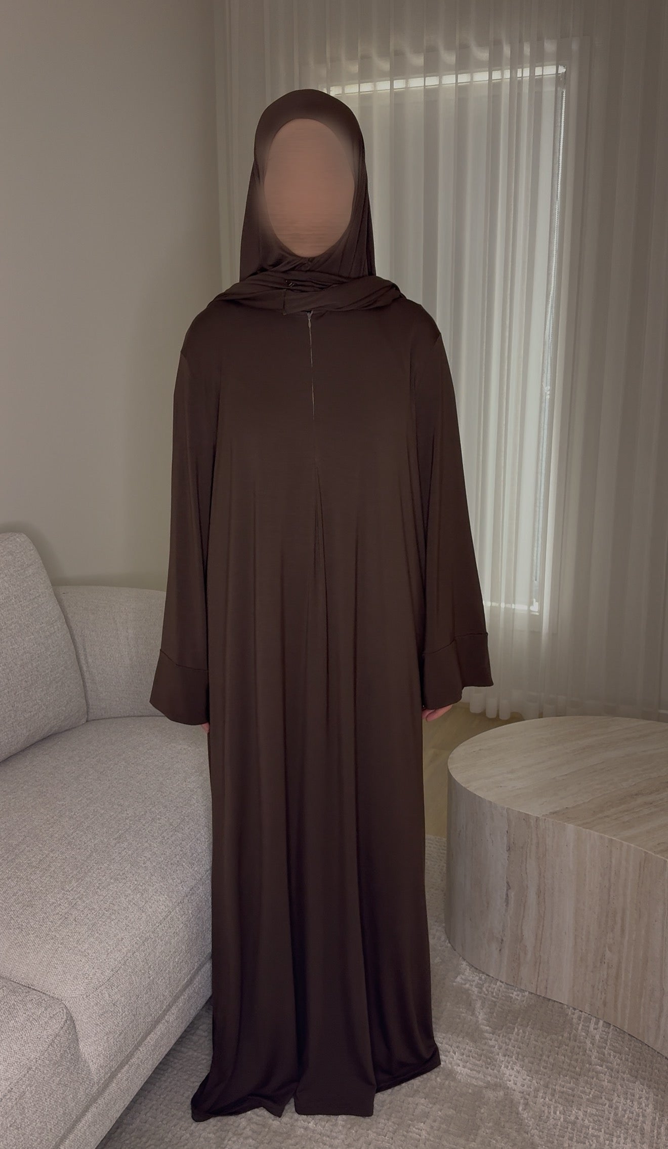 Bamboo Jersey Abaya & Jilbab Set - Espresso