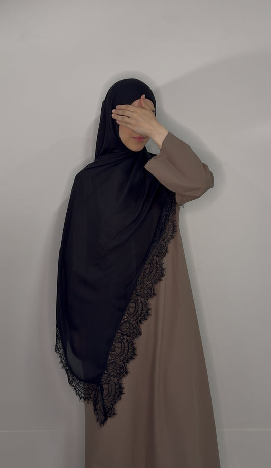Black Lace Modal Hijab