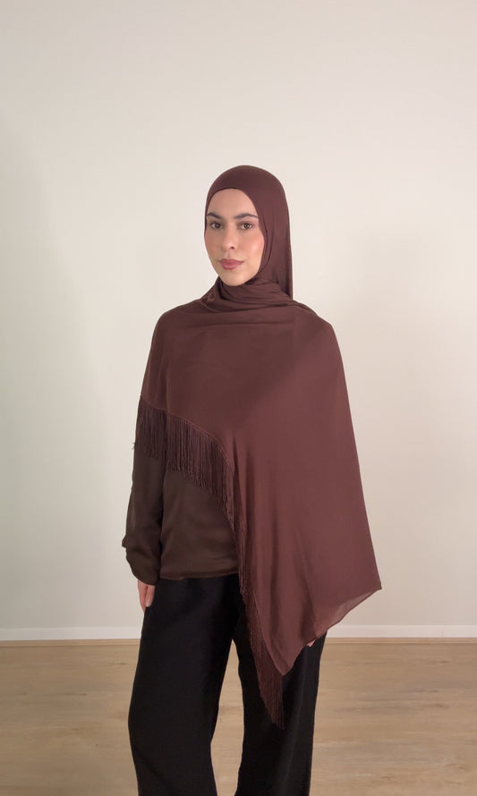 Tassel Hijab - Brown