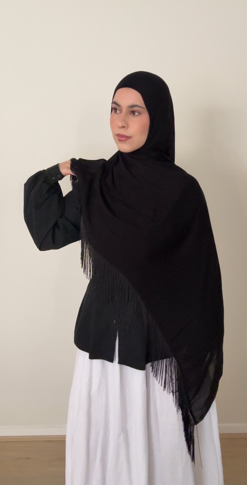 Tassel Hijab - Black