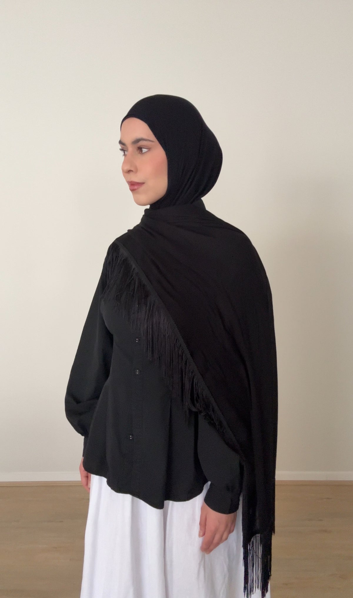 Tassel Hijab - Black