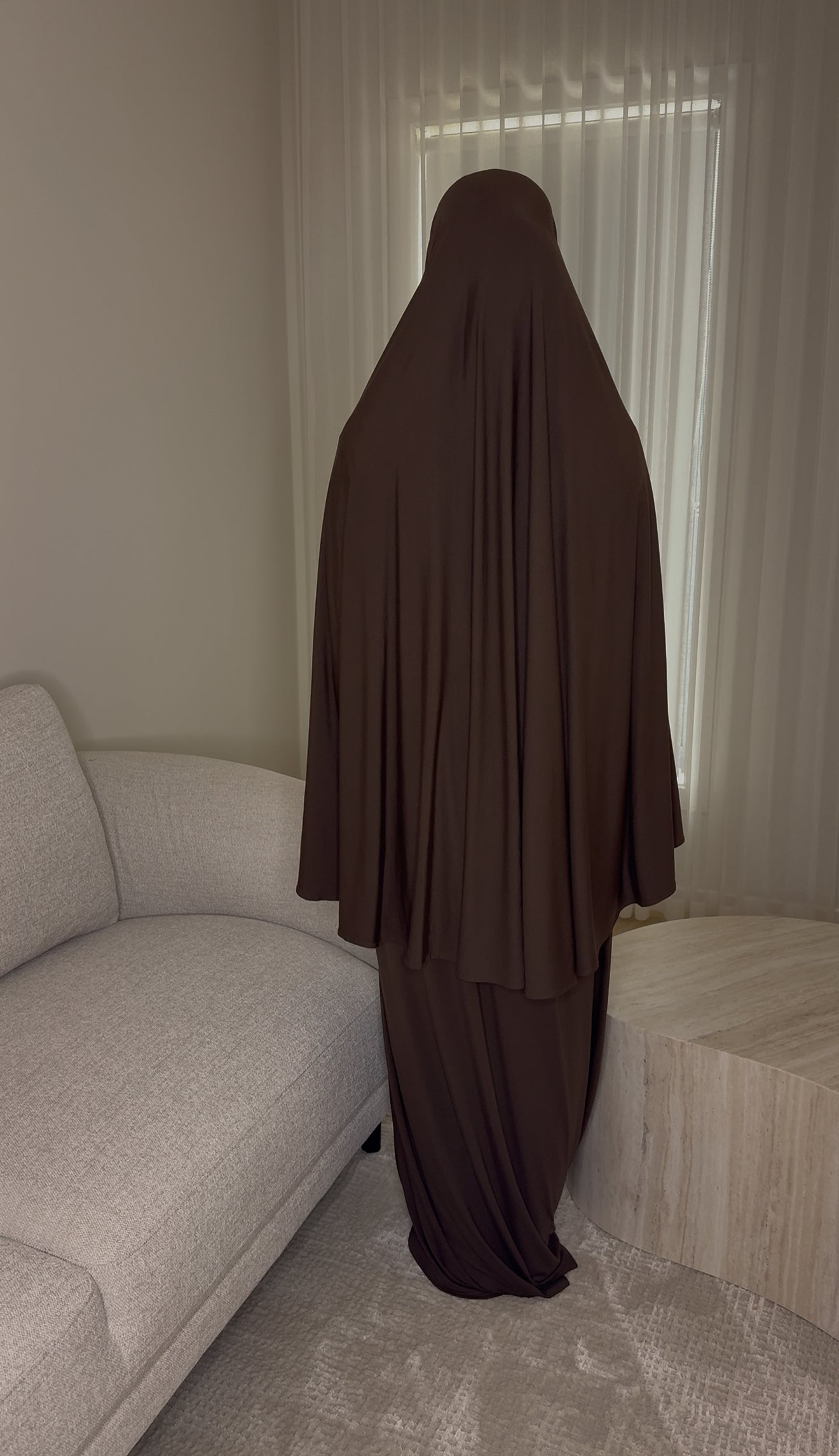 Bamboo Jersey Abaya & Jilbab Set - Espresso