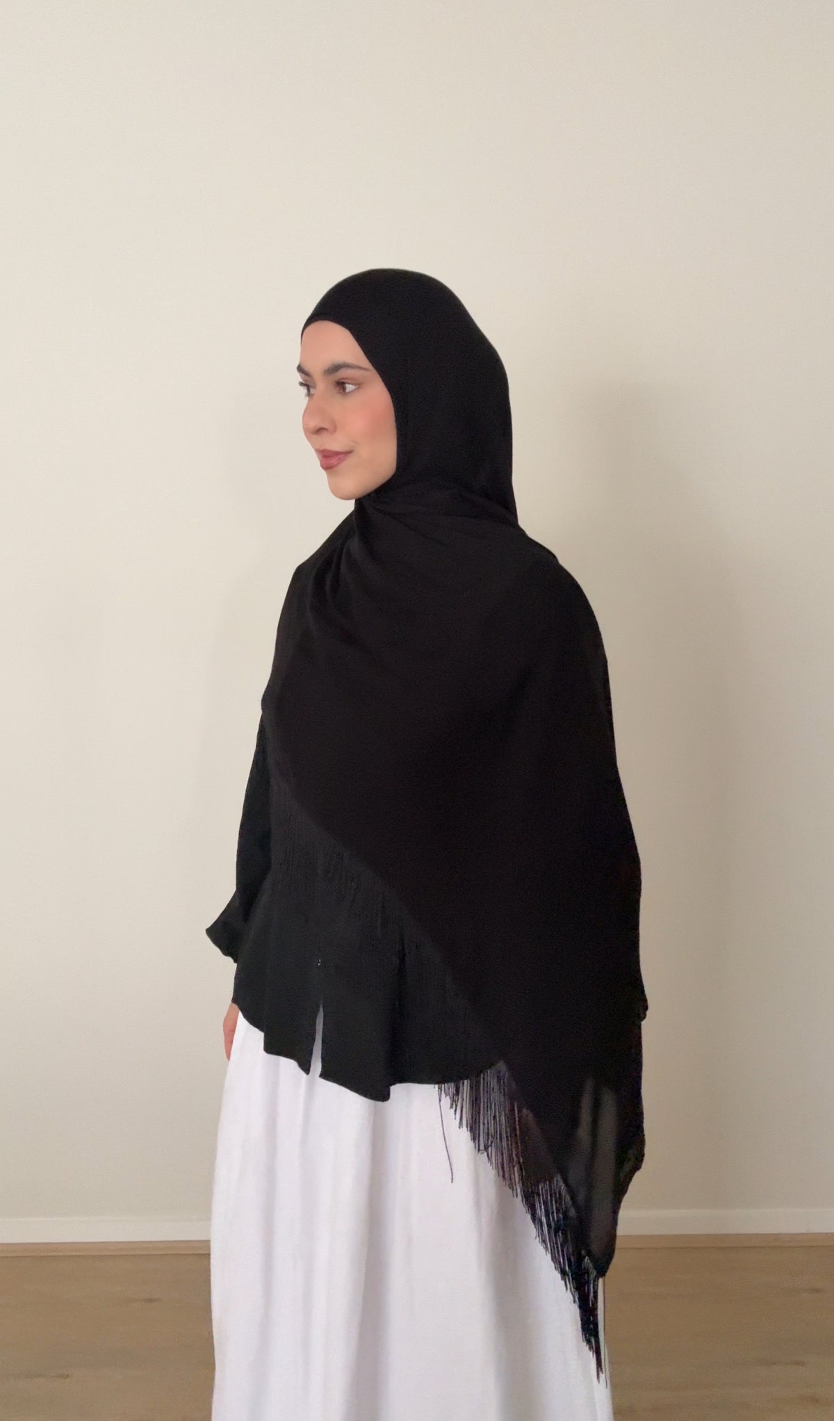 Tassel Hijab - Black