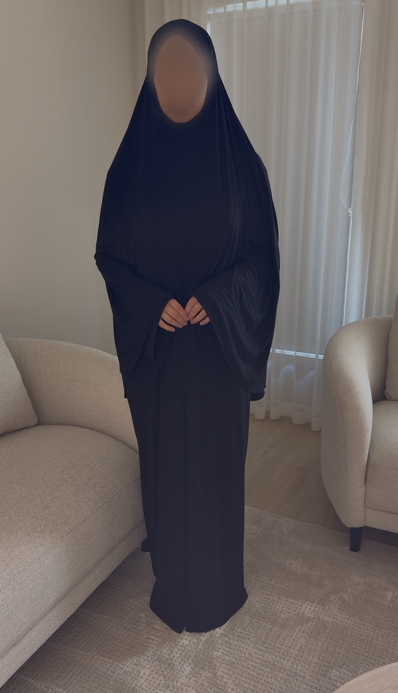 Bamboo Jersey Abaya & Jilbab Set - Black