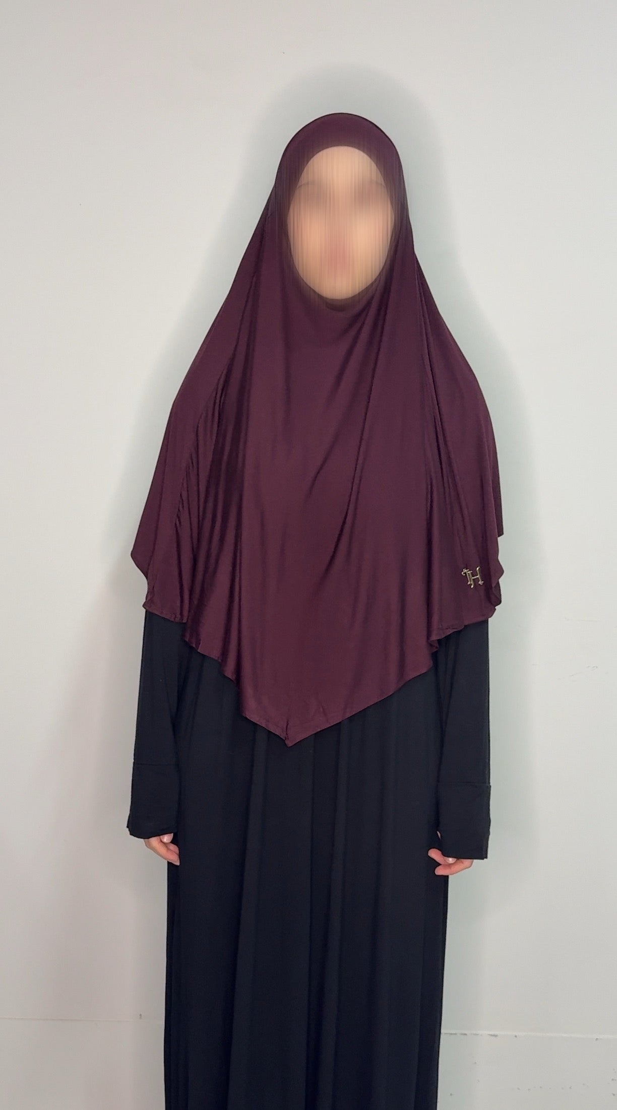 Short Bamboo Jersey Khimar - Burnt Burgundy