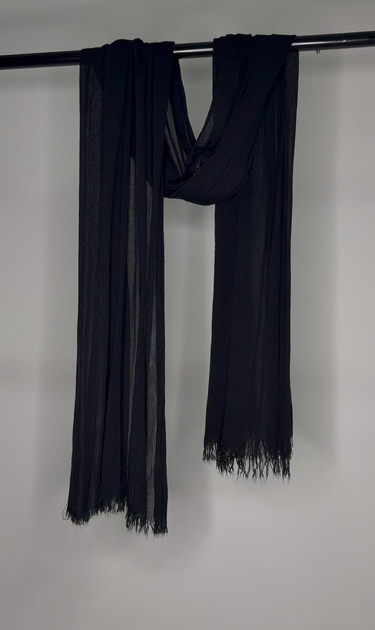 Black - solid textured shawl