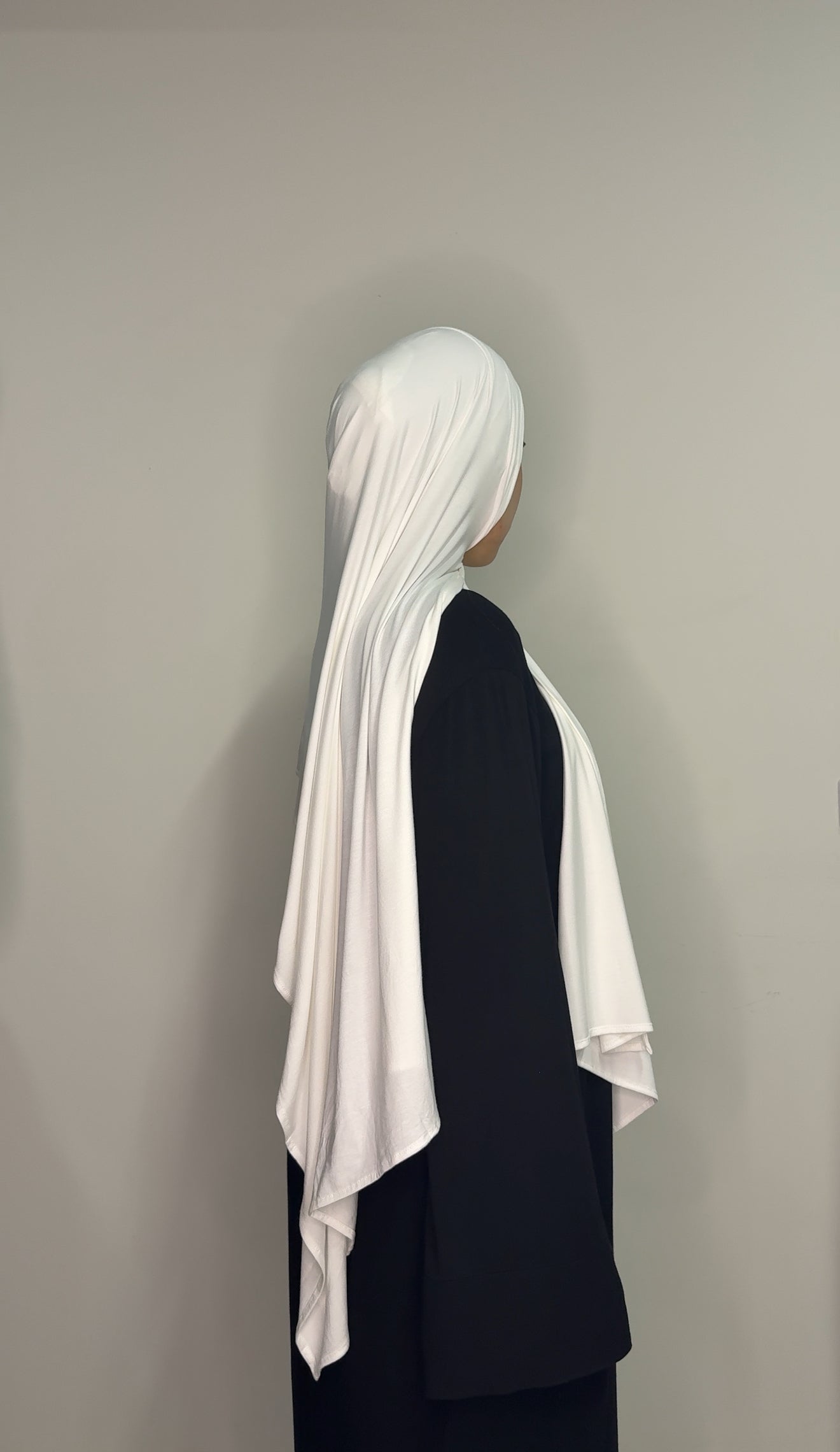 Instant Bamboo Jersey Hijab + grip cap - White