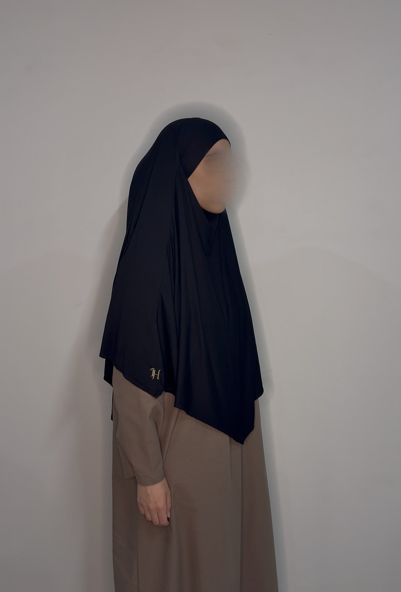 Short Bamboo Jersey Khimar - Black