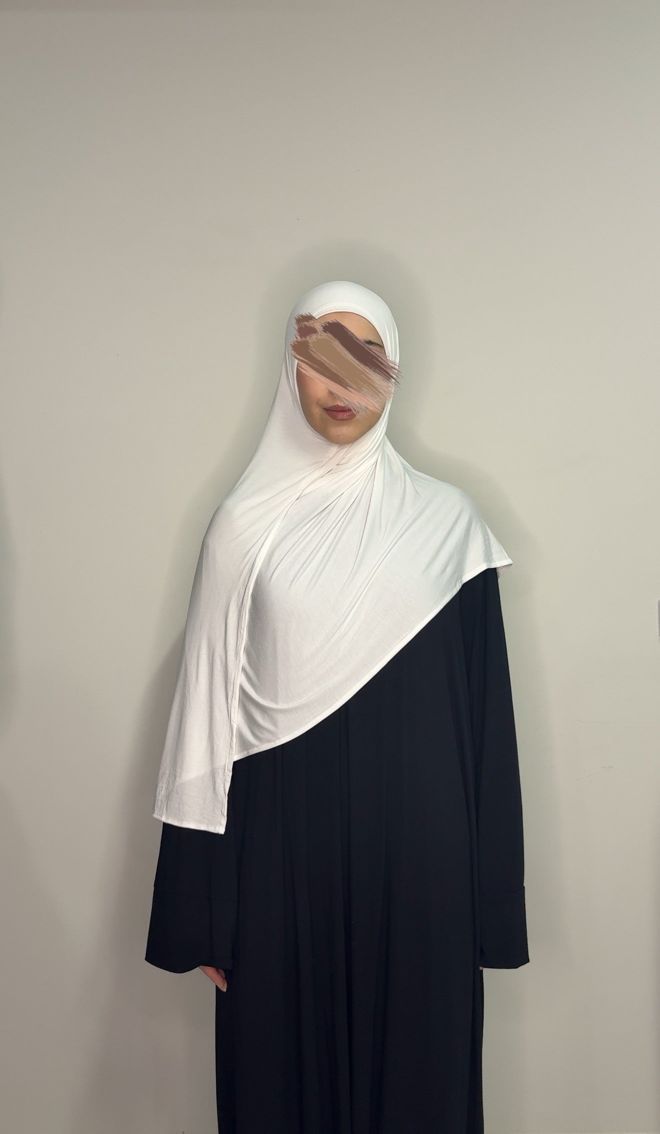Instant Bamboo Jersey Hijab + grip cap - White