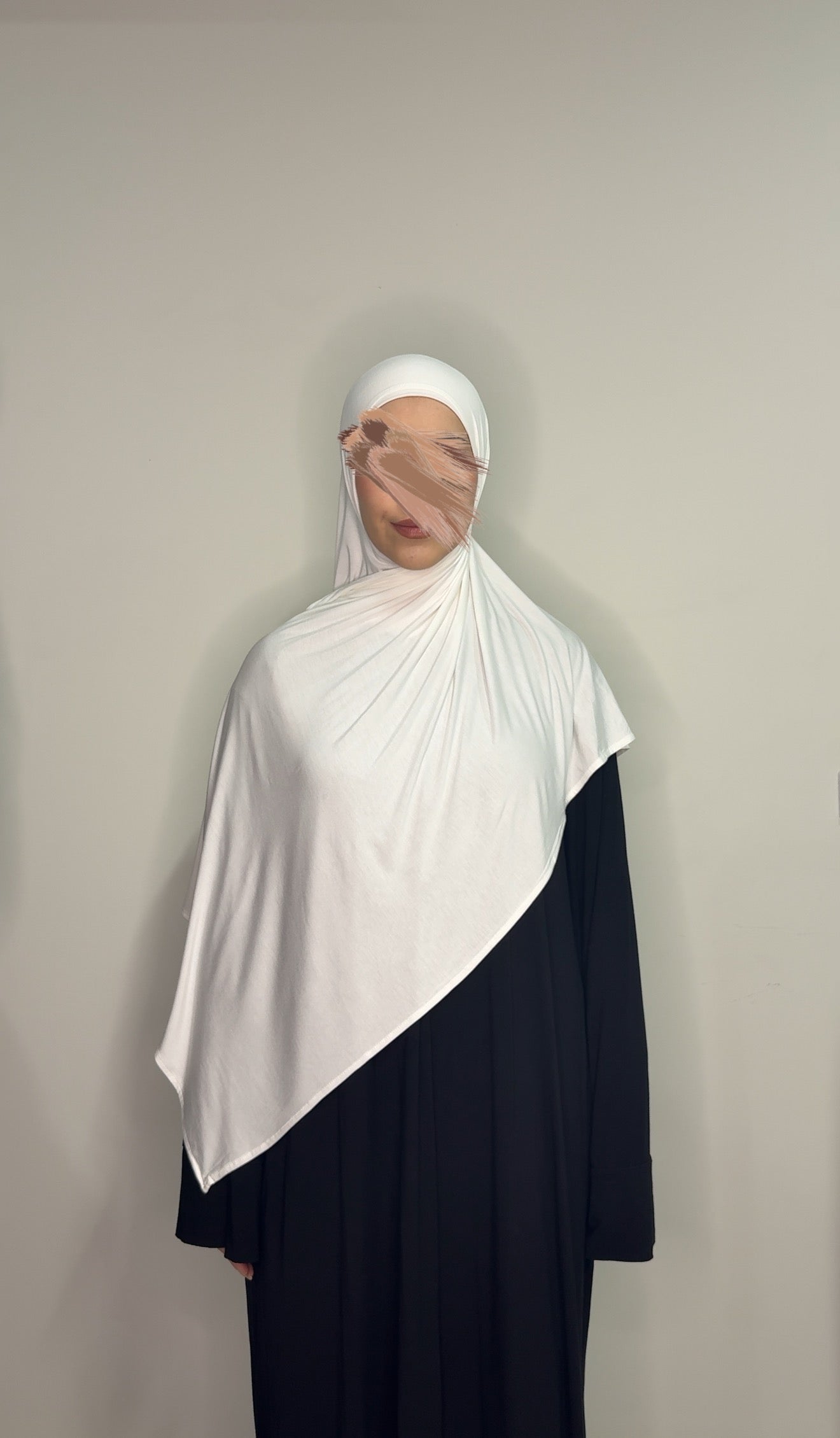 Instant Bamboo Jersey Hijab + grip cap - White