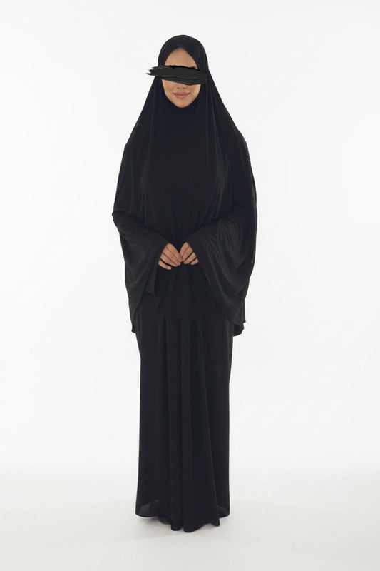 Bamboo Jersey Abaya & Jilbab Set - Black