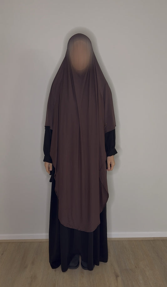 Maxi Bamboo Jersey Khimar - Espresso