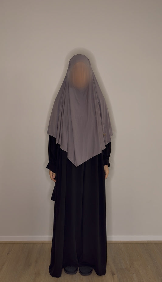 Short Bamboo Jersey Khimar - Light Grey
