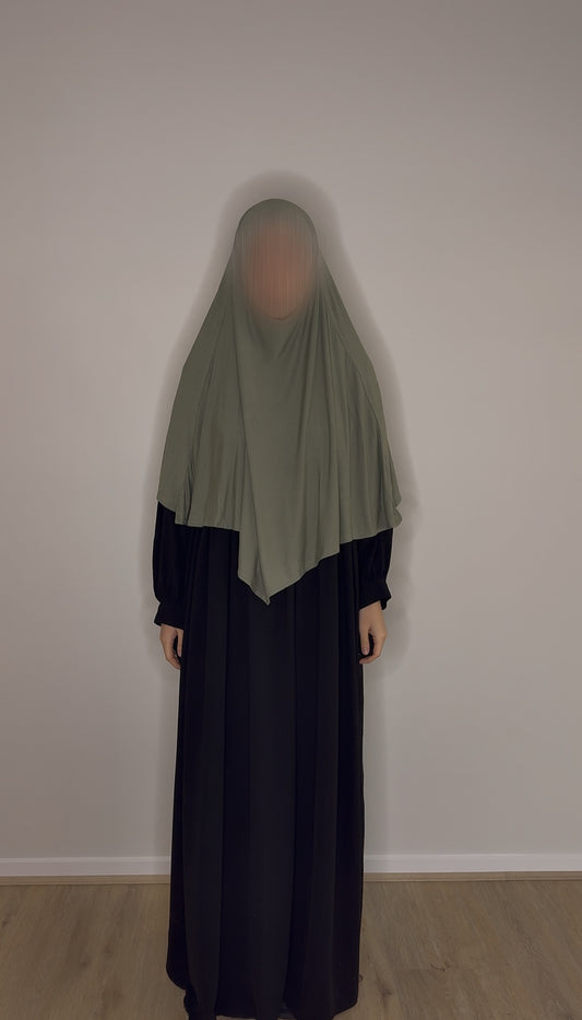 Short Bamboo Jersey Khimar - Sage Green