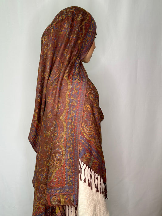 Cacao Bloom Pashmina Hijab