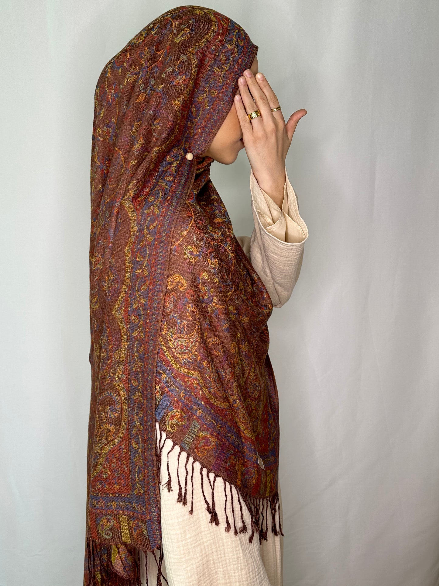 Cacao Bloom Pashmina Hijab