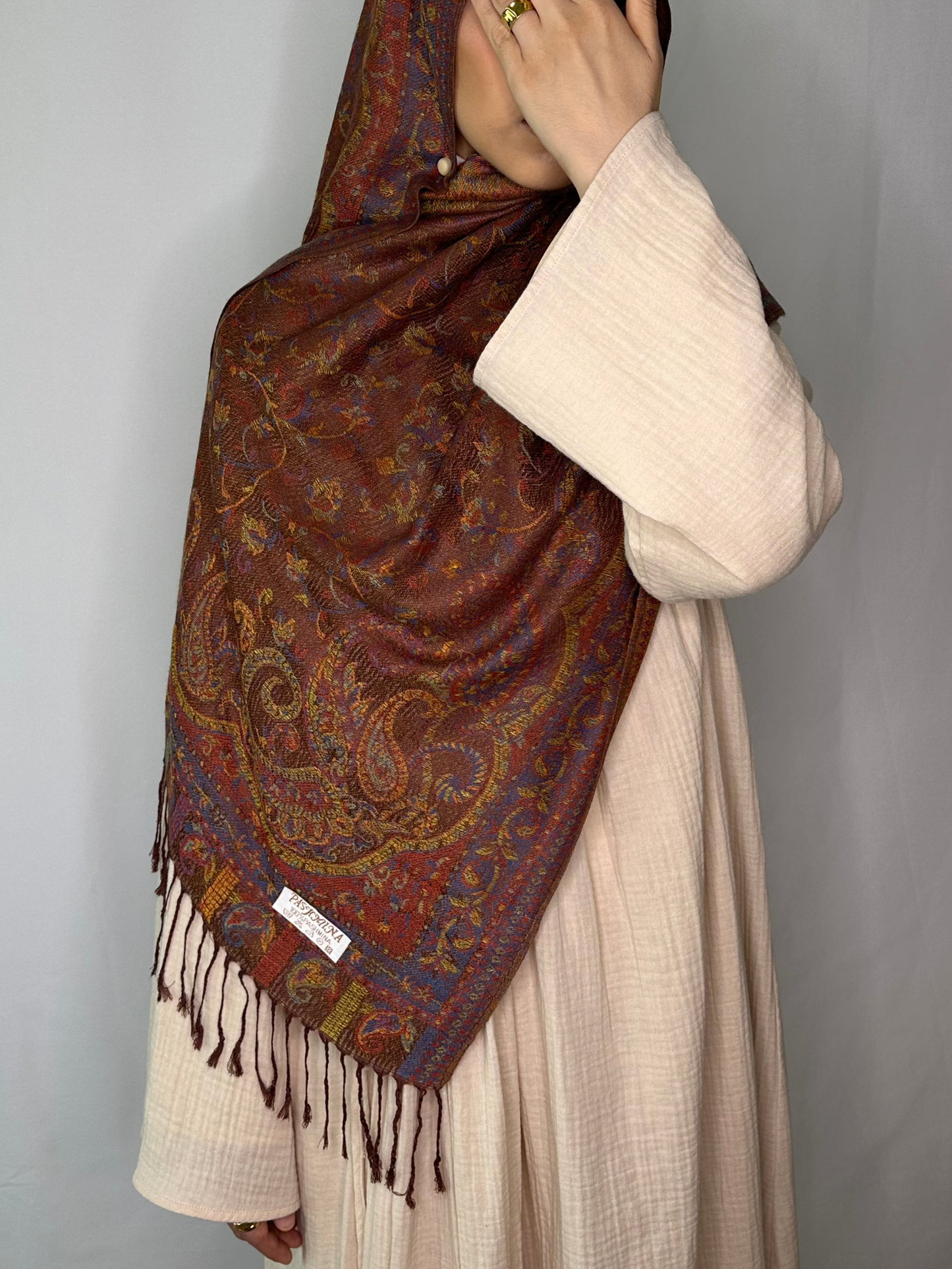 Cacao Bloom Pashmina Hijab